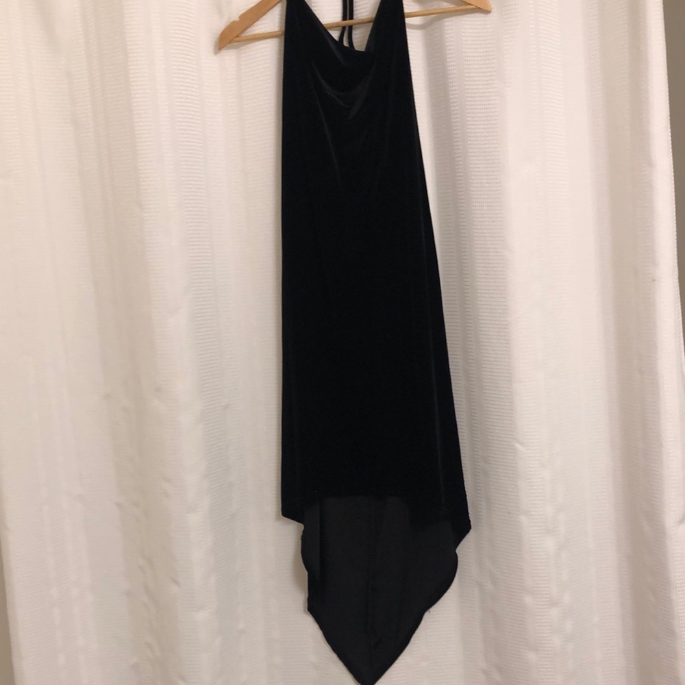 Sexy witch dress for Halloween high low black velvet